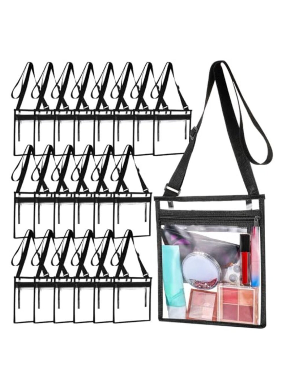 20 Clear PVC Stadium Crossbody Bags Waterproof Nylon Strap